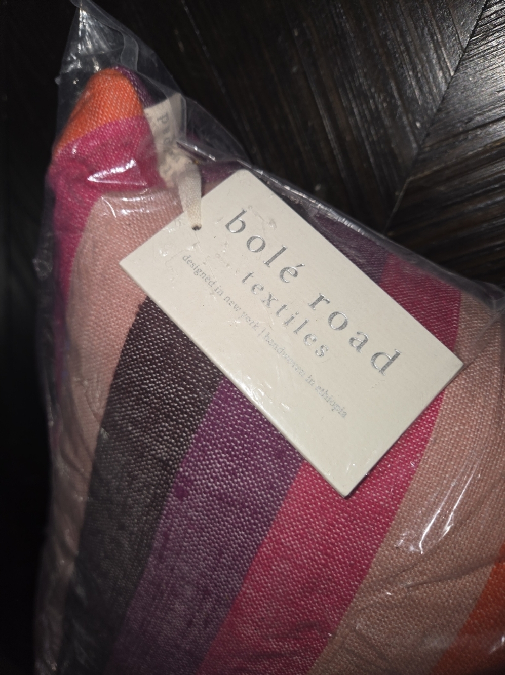 Striped Pink & Orange Decorative Lumbar Pillow - Picture 2 of 4